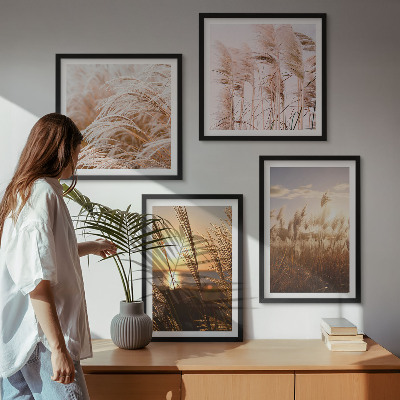 Wall art set Boho grass field sunset