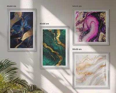 Abstract Marble Wall Art set of 4 pieces with paint design