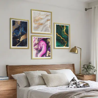 Abstract Marble Wall Art set of 4 pieces with paint design