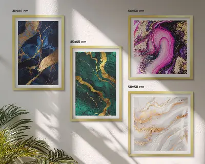 Abstract Marble Wall Art set of 4 pieces with paint design