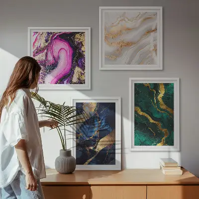 Abstract Marble Wall Art set of 4 pieces with paint design