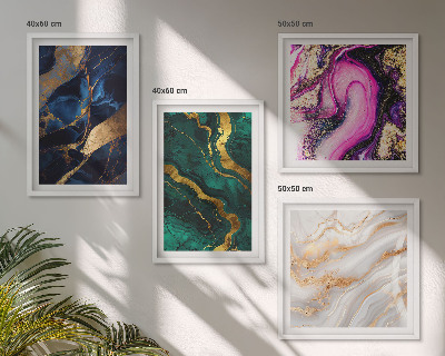Set of 4 wall art pieces Abstract marble with paints