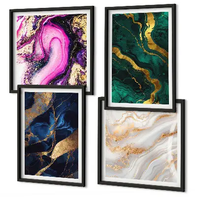 Abstract Marble Wall Art set of 4 pieces with paint design