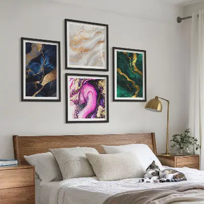 Abstract Marble Wall Art set of 4 pieces with paint design