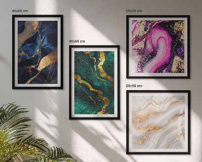 Set of 4 wall art pieces Abstract marble with paints