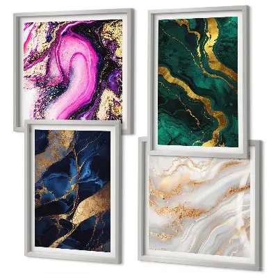 Abstract Marble Wall Art set of 4 pieces with paint design