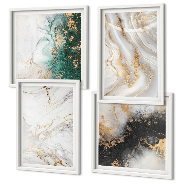 Multi-piece wall decor set Abstract patterns white black green