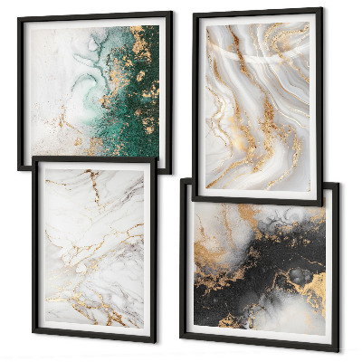 Multi-piece wall decor set Abstract patterns white black green