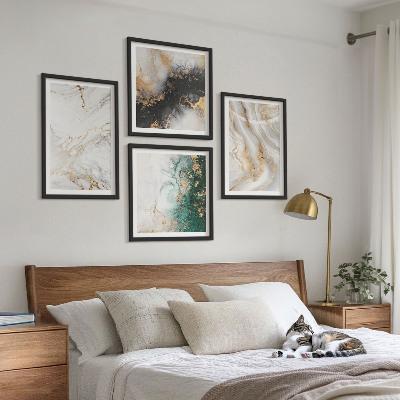 Multi-piece wall decor set Abstract patterns white black green