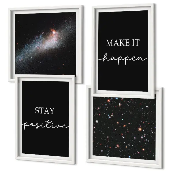 Motivational stars and space wall art set with inspirational slogans