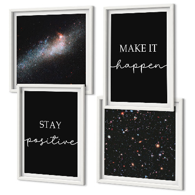 Wall art set Motivational slogans stars space