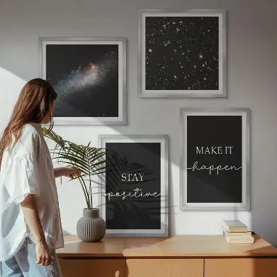 Motivational stars and space wall art set with inspirational slogans