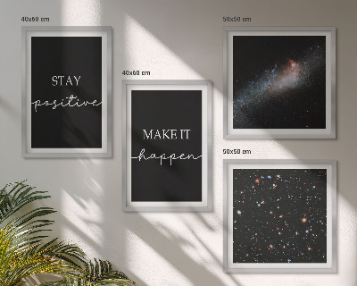 Wall art set Motivational slogans stars space