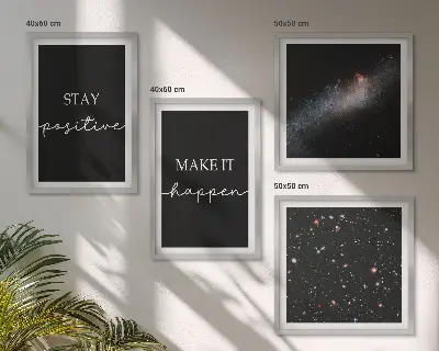 Motivational stars and space wall art set with inspirational slogans