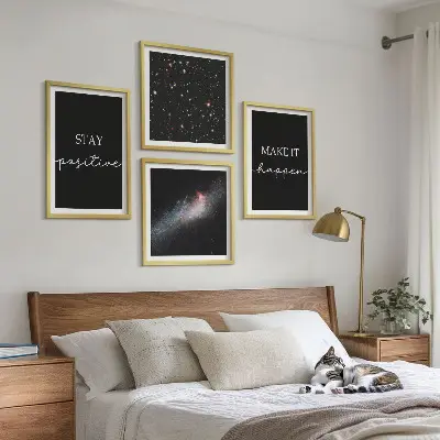 Motivational stars and space wall art set with inspirational slogans