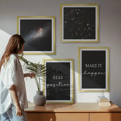 Motivational stars and space wall art set with inspirational slogans