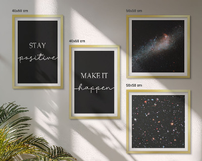 Wall art set Motivational slogans stars space