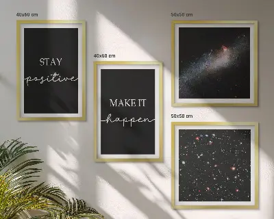 Motivational stars and space wall art set with inspirational slogans