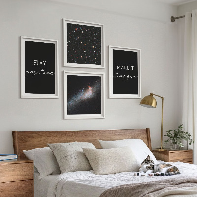 Wall art set Motivational slogans stars space
