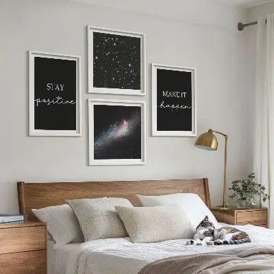 Motivational stars and space wall art set with inspirational slogans