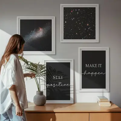 Motivational stars and space wall art set with inspirational slogans