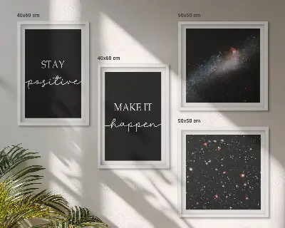 Motivational stars and space wall art set with inspirational slogans