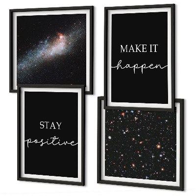 Wall art set Motivational slogans stars space