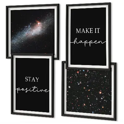 Motivational stars and space wall art set with inspirational slogans