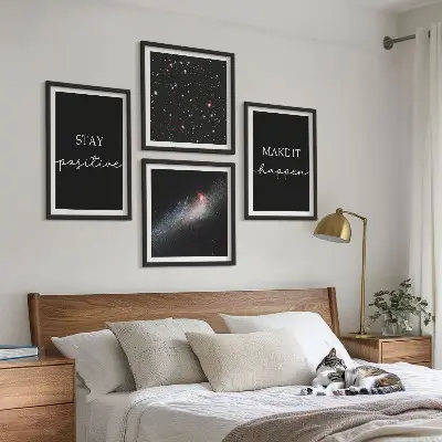 Motivational stars and space wall art set with inspirational slogans