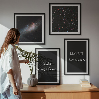 Wall art set Motivational slogans stars space