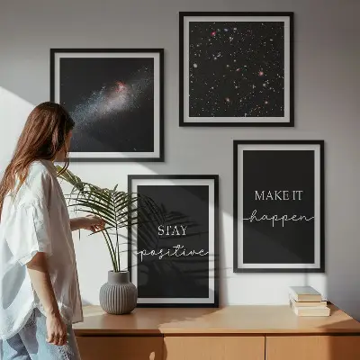 Motivational stars and space wall art set with inspirational slogans