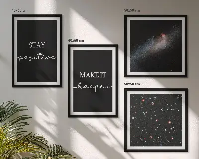 Motivational stars and space wall art set with inspirational slogans