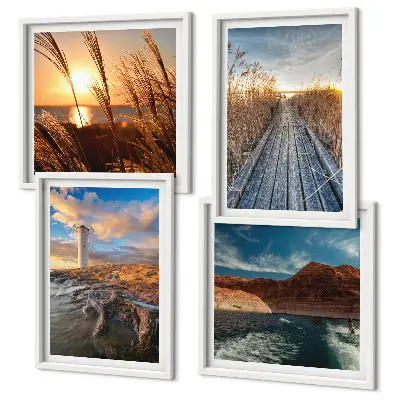 Lighthouse grass jetty wall art set of 4 pieces