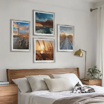 Lighthouse grass jetty wall art set of 4 pieces