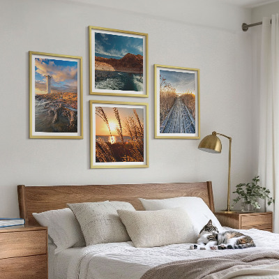 Set of 4 wall art pieces Lighthouse grass jetty