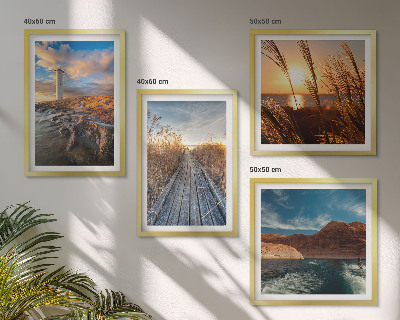 Set of 4 wall art pieces Lighthouse grass jetty