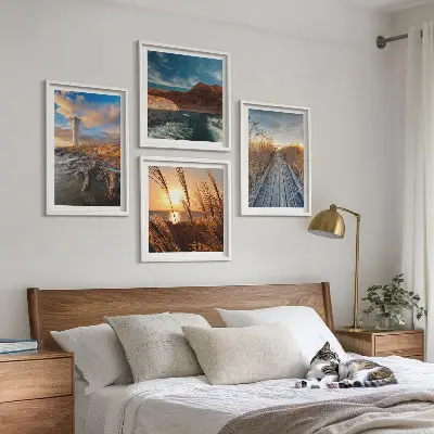 Lighthouse grass jetty wall art set of 4 pieces