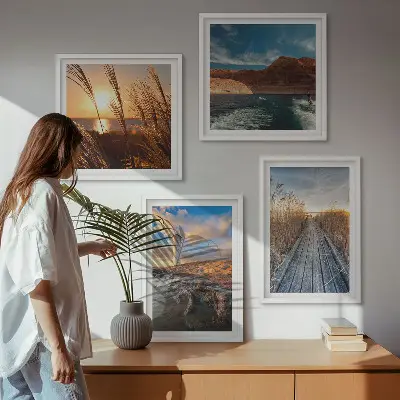 Lighthouse grass jetty wall art set of 4 pieces