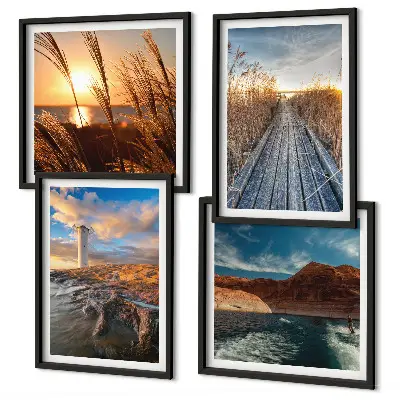 Lighthouse grass jetty wall art set of 4 pieces
