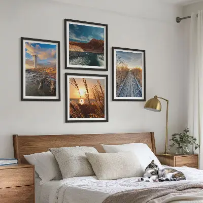 Lighthouse grass jetty wall art set of 4 pieces