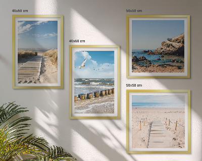 Multi-piece wall decor set Beach, sand, waves, sky, birds