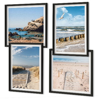 Multi-piece wall decor set Beach, sand, waves, sky, birds