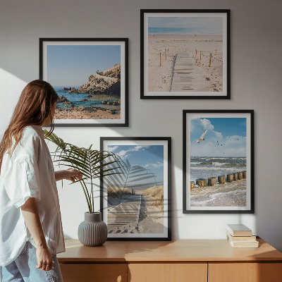 Multi-piece wall decor set Beach, sand, waves, sky, birds