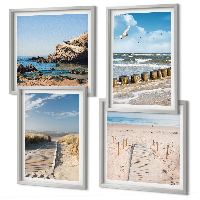 Multi-piece wall decor set Beach, sand, waves, sky, birds