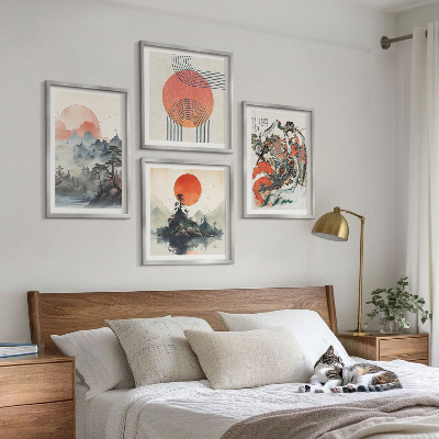 Wall art set Asian landscapes japandi