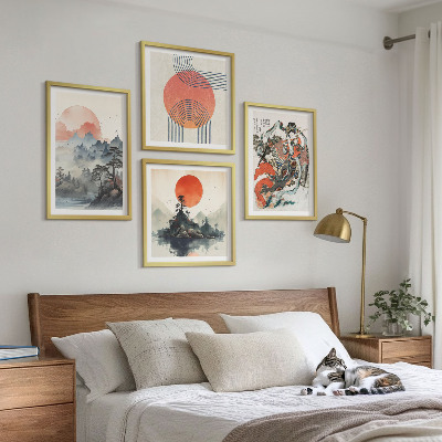 Wall art set Asian landscapes japandi