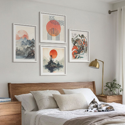 Wall art set Asian landscapes japandi