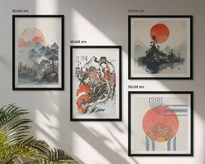 Asian landscapes wall art set japandi style