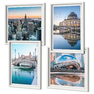 City on Water architecture wall art set of 4 pieces