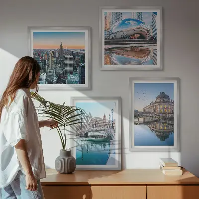 City on Water architecture wall art set of 4 pieces
